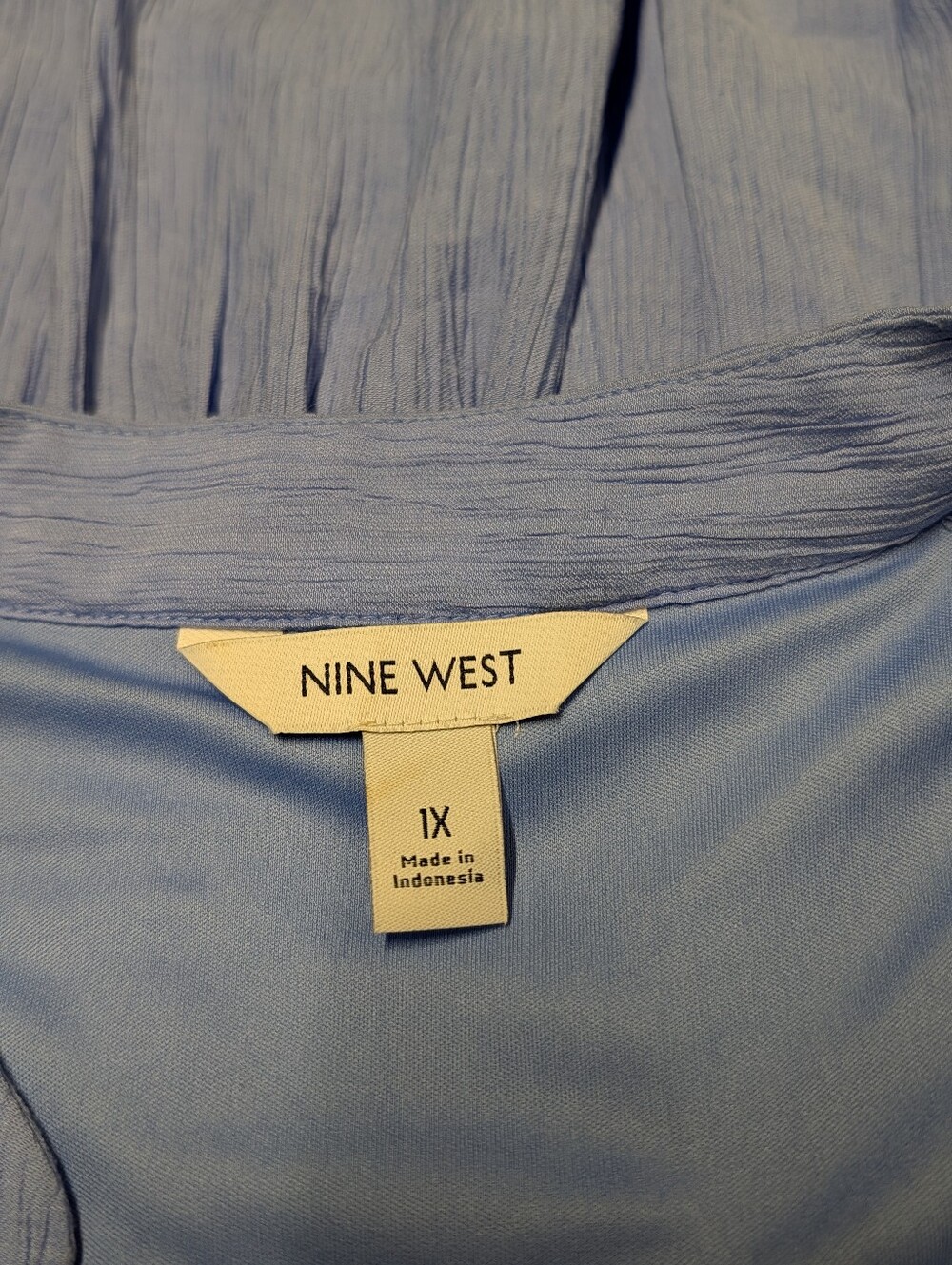 Nine West Plus Size 1X Light Blue Sleeveless Button Front Ruffle Dress - Picture 6 of 7